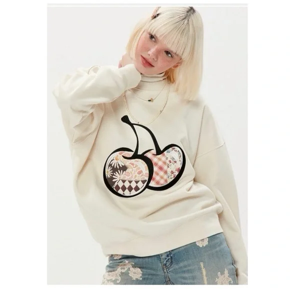 Cream Sweatshirt with Cherry Design - Picture 1 of 3
